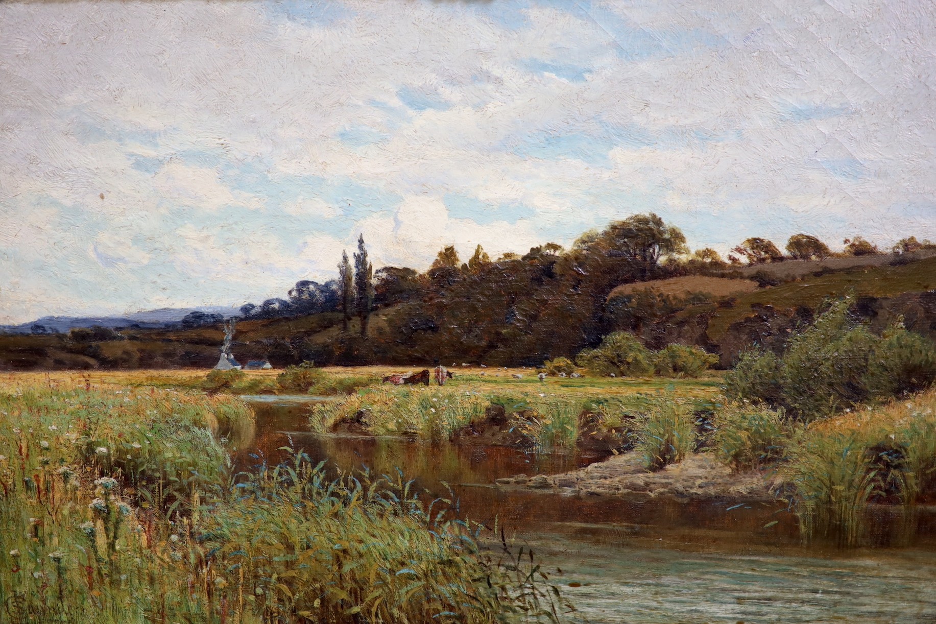 Charles L. Saunders (British, c.1855-1915), oil on canvas, 'Summertime on the Llugwy, North Wales', signed, 40 x 60cm